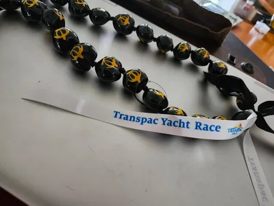 Double Face Satin Ribbon - Welcome leis for arriving sailors