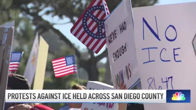 Custom Hand Flags - This is an NBC San Diego broadcast of a protest in Del Mar on January 11th We were at the event and handed out a few of the American Peace Flags you folks made for us One of them made it into the broadcast