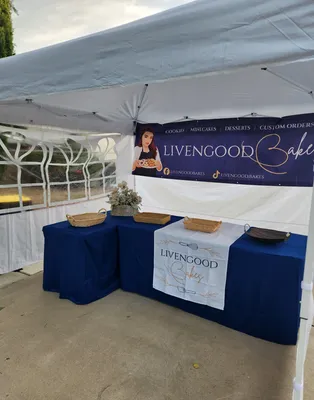 Custom Rectangle Table Covers - The banner and table runner are perfect for my bakery stand at local markets Everyone compliments how clean and professional my setup looks