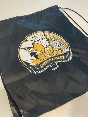 Custom Polyester Drawstring Bag - Very happy with how our bags turned out They took our student illustration and converted it into a usable screen print