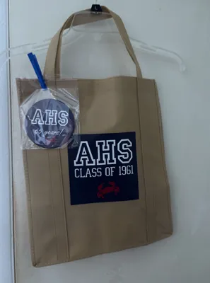 Custom Reusable Grocery Tote Bag - High school class reunion 65 years out and still going strong Tote bags  coasters well received
