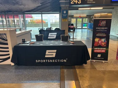 Custom Rectangle Table Covers - Autograph signing table at a Cricket tournament in Vancouver