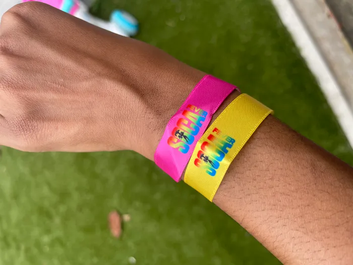 CustomStickersNow.Com - Full Color Satin Cloth Wristbands