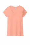 District Women's Perfect Tri V-Neck Tee. DM1350L Heathered Dusty Peach