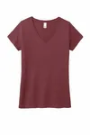 District Women's Perfect Tri V-Neck Tee. DM1350L Maroon Frost