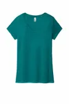 District Women's Perfect Tri V-Neck Tee. DM1350L Heathered Teal