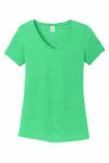 District Women's Perfect Tri V-Neck Tee. DM1350L Green Frost