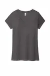 District Women's Perfect Tri V-Neck Tee. DM1350L Heathered Charcoal