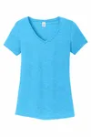 District Women's Perfect Tri V-Neck Tee. DM1350L Turquoise Frost