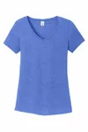 District Women's Perfect Tri V-Neck Tee. DM1350L Royal Frost