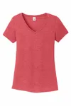 District Women's Perfect Tri V-Neck Tee. DM1350L Red Frost