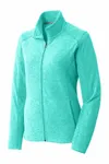 Port Authority Women's Heather Microfleece Full-Zip Jacket. L235 Aqua Green Heather