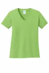 Port & Company Women's Core Cotton V-Neck Tee. LPC54V Lime