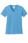 Port & Company Women's Core Cotton V-Neck Tee. LPC54V Aquatic Blue