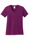 Port & Company Women's Core Cotton V-Neck Tee. LPC54V Raspberry