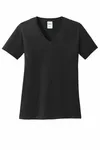 Port & Company Women's Core Cotton V-Neck Tee. LPC54V Jet Black