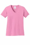 Port & Company Women's Core Cotton V-Neck Tee. LPC54V Candy Pink