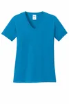 Port & Company Women's Core Cotton V-Neck Tee. LPC54V Sapphire