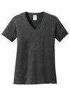 Port & Company Women's Core Cotton V-Neck Tee. LPC54V Dark Heather Grey