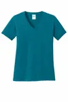 Port & Company Women's Core Cotton V-Neck Tee. LPC54V TEAL