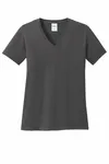 Port & Company Women's Core Cotton V-Neck Tee. LPC54V Charcoal