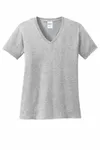 Port & Company Women's Core Cotton V-Neck Tee. LPC54V Ash
