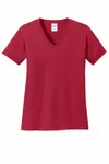 Port & Company Women's Core Cotton V-Neck Tee. LPC54V RED