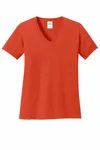 Port & Company Women's Core Cotton V-Neck Tee. LPC54V Orange