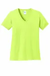 Port & Company Women's Core Cotton V-Neck Tee. LPC54V Neon Yellow