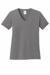 Port & Company Women's Core Cotton V-Neck Tee. LPC54V Medium Grey