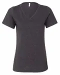 Bella + Canvas Ladies' Relaxed Heather CVC Jersey V-Neck T-Shirt Dark Grey Heather