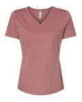 Bella + Canvas Ladies' Relaxed Heather CVC Jersey V-Neck T-Shirt Heather Mauve