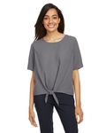 Devon & Jones Ladies' Perfect Fit Tie-Front Blouse Graphite