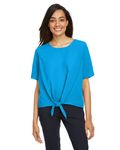 Devon & Jones Ladies' Perfect Fit Tie-Front Blouse Ocean Blue