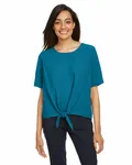 Devon & Jones Ladies' Perfect Fit Tie-Front Blouse Dark Teal