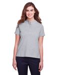 UltraClub Ladies' Lakeshore Stretch Cotton Performance Polo Heather Grey