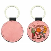 Full-Color Circle Leather Keychain