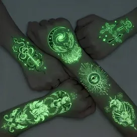 Glow Tattoos with Colorful Imprint - Custom Stickers Now