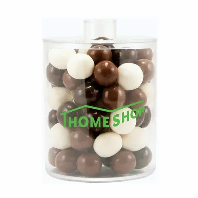Cylinder Acrylic Gift Jars - Malt Balls - Custom Stickers Now