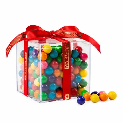 Cube Acrylic Gift Jars - Mini Gumballs - Custom Stickers Now