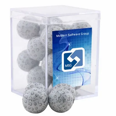 Acrylic Box with Chocolate Golf Balls - Small - Custom Stickers Now