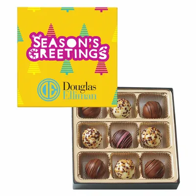 Truffle Gift Box Full Color Lid with 9 Truffles - Custom Stickers Now