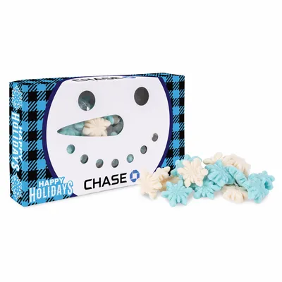 Snowman Die Cut Box with Gummy Glitter Snowflakes - Custom Stickers Now