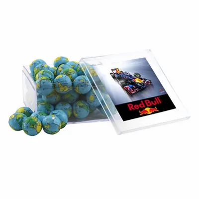 Acrylic Box with Chocolate Globes - Large - Custom Stickers Now
