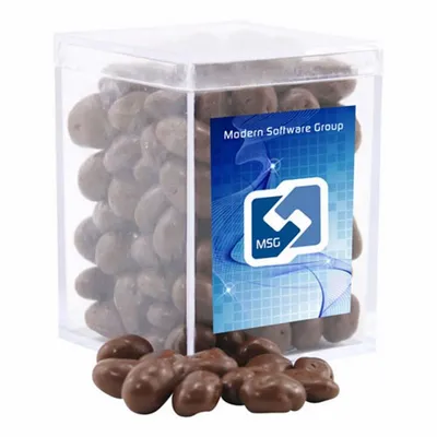 Acrylic Box with Choc Covered Raisins - Small - Custom Stickers Now