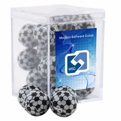 Acrylic Box with Chocolate Soccer Balls - Small - Custom Stickers Now