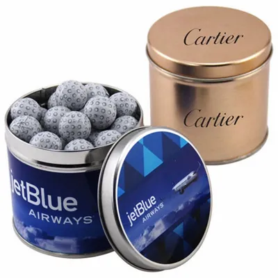 Round Tin with Chocolate Golf Balls - SBF4100 - Custom Stickers Now