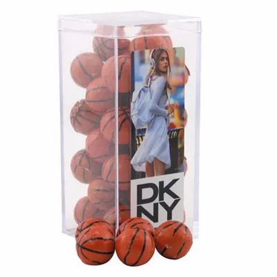 Acrylic Box with Chocolate Basketballs - Medium - Custom Stickers Now