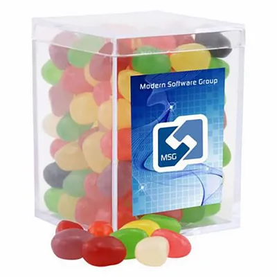 Small Acrylic Candy Box with Assorted Jelly Beans - Custom Stickers Now