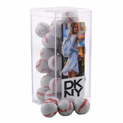 Acrylic Box with Chocolate Baseballs - Medium - Custom Stickers Now